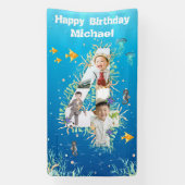 Grootse vierde verjaardag onder het Zee Foto Colla Spandoek (Verticaal)