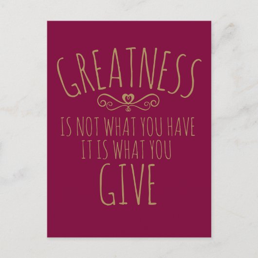 Grootsheid in het geven van slogan briefkaart (Voorkant)