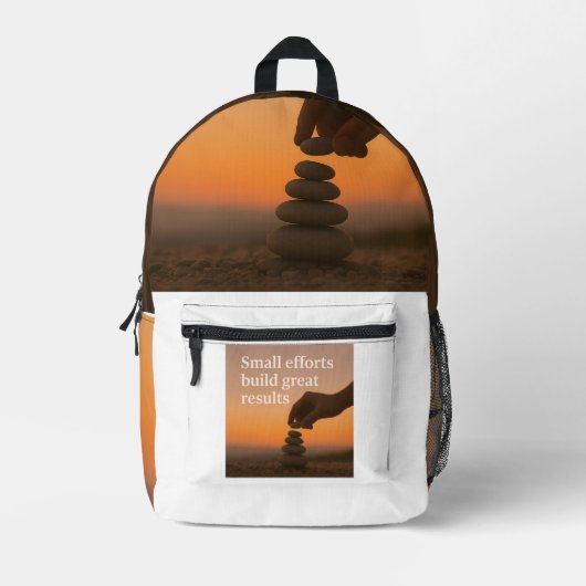 Grootsheid stap voor stap bereiken bedrukte rugzak (Voorkant)