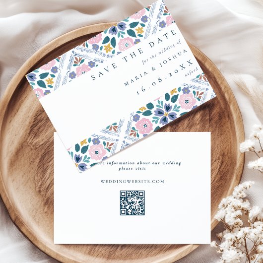 Grootsmillennial Bloemmotief QR Code Huwelijk Save The Date