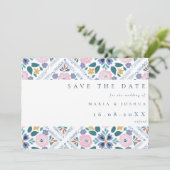 Grootsmillennial Bloemmotief QR Code Huwelijk Save The Date (Staand voorkant)