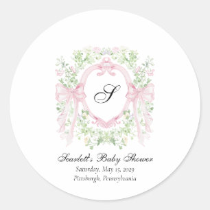 Grootsmillennial Botanische Wapenschild Baby Showe Ronde Sticker