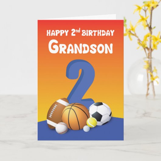 Grootson 2e verjaardag Sportballs Kaart (Gele Bloem)