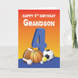Grootson 4th Birthday Sports Balls Kaart