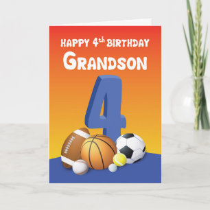 Grootson 4th Birthday Sports Balls Kaart