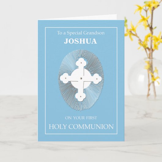 Grootson aangepaste naam communiqué blauw met krui kaart (Gele Bloem)