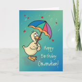 Grootson Birthday Duck met Umbrella in Regen Kaart (Voorkant)