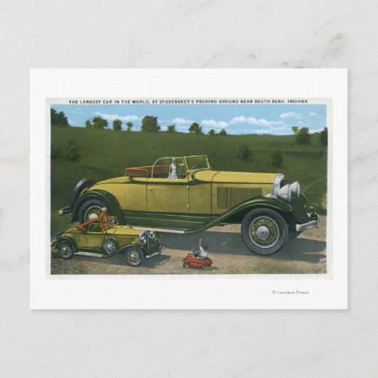 Grootste auto ter wereld, studentenpromotie briefkaart (Voorkant)