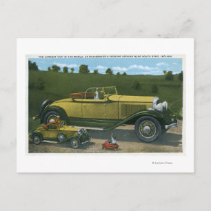 Grootste auto ter wereld, studentenpromotie briefkaart