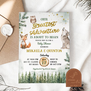 Grootste Avontuur Dierenbos Co-Ed Baby Shower Kaart