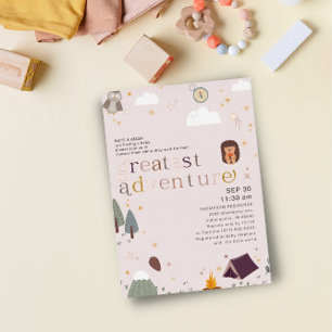 Grootste Avontuur Meisje Roze Baby Shower Roze Gou Folie Uitnodiging