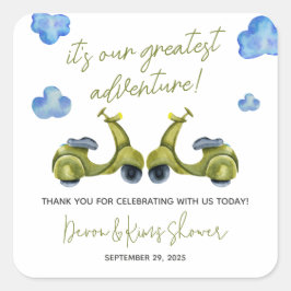Grootste Avontuur, Scooter, Koppel Bruidsuitnodigi Vierkante Sticker