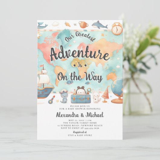 Grootste Avontuurlijke Koppels Neutraal Baby showe Kaart (Staand voorkant)