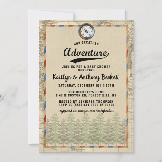  grootste Baby shower voor reiskaart voor avontuur Kaart (Voorkant)