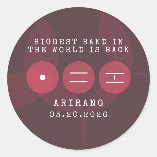 Grootste Band ter Wereld Is Terug ARIRANG Comeback Ronde Sticker (Voorkant)