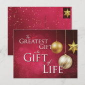 Grootste cadeau, cadeau, donor, kerstmis briefkaart (Voorkant / Achterkant)