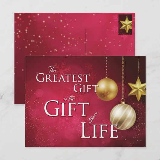 Grootste cadeau, cadeau, donor, kerstmis briefkaart (Voorkant / Achterkant)