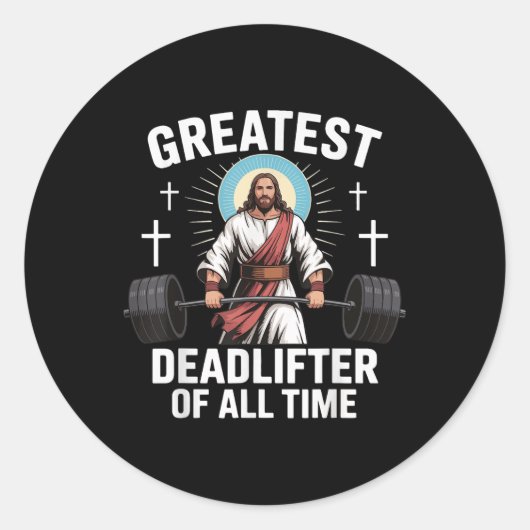 Grootste Dode Lifter Aller Tijden Jezus  Ronde Sticker (Voorkant)