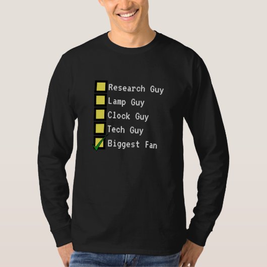 Grootste fan checklist t-shirt (Voorkant)