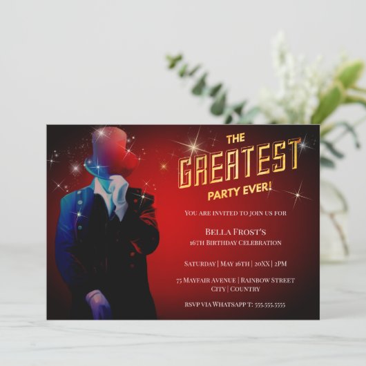 Grootste feest ooit verjaardagsuitnodiging kaart (Staand voorkant)