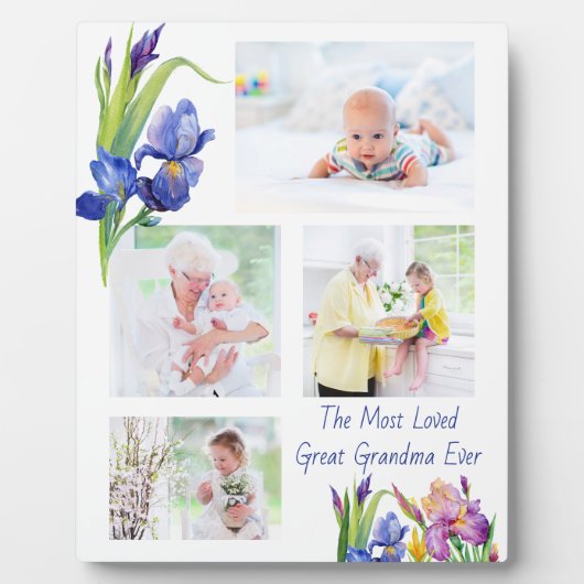 Grootste geliefde grootmoeder 4 Foto Spring Flower Fotoplaat (Voorkant)