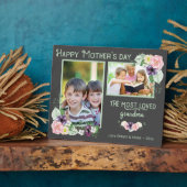 Grootste geliefde grootmoeder - Floral Grey & Gree Fotoplaat (Zijkant)