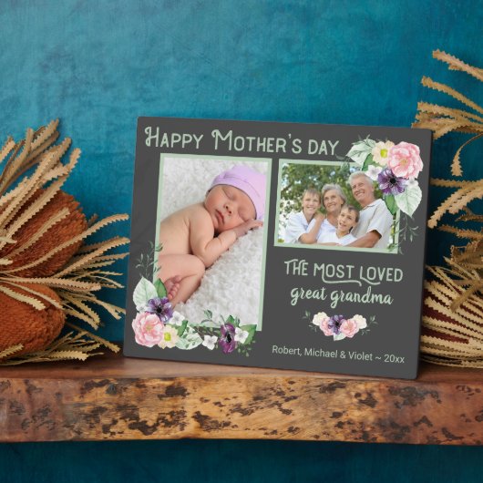 Grootste geliefde grootmoeder - Floral Lijst 2 Fot Fotoplaat (Zijkant)