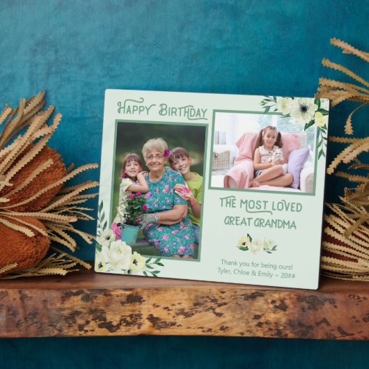 Grootste geliefde grootmoeder - Ivory Floral 2 fot Fotoplaat (Zijkant)