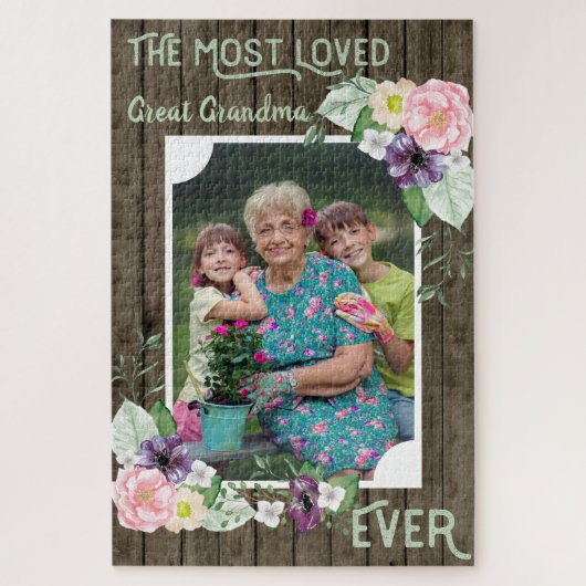 Grootste geliefde grootmoeder ooit Floral foto gem Legpuzzel (Verticaal)