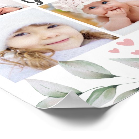 GROOTSTE GRANDMA 7 Foto Collage Greenery Poster (Hoek)