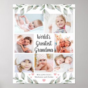 GROOTSTE GRANDMA 7 Foto Collage Greenery Poster