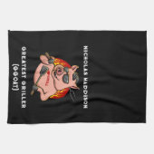 Grootste griller varken mascotte gepersonaliseerd theedoek (Horizontaal)