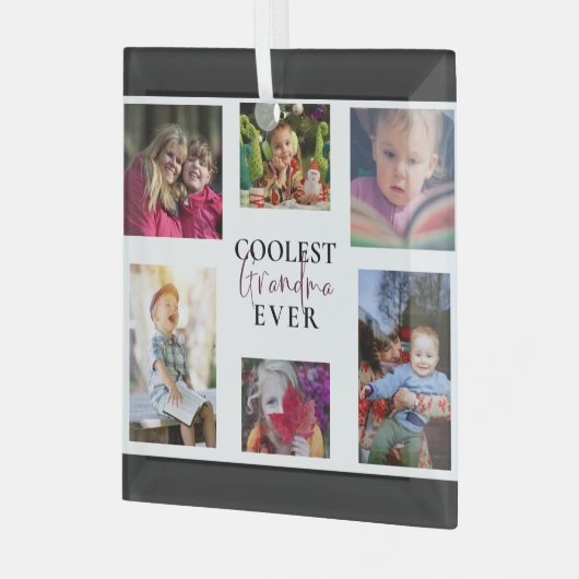 Grootste grootmoeder ooit multi-foto collage Cute  Glas Ornament (Voorkant links)
