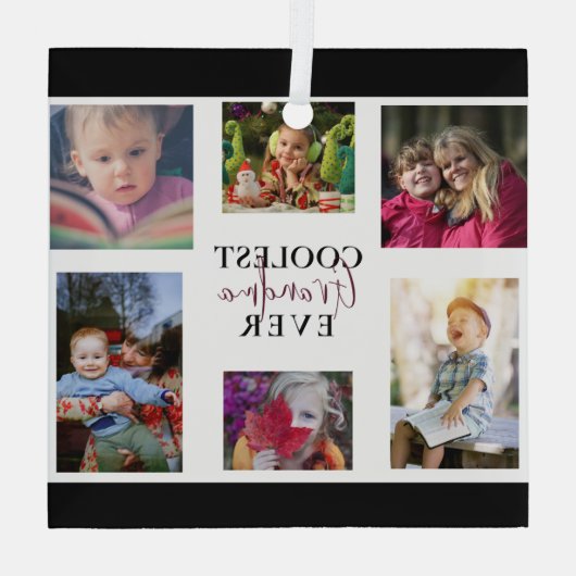 Grootste grootmoeder ooit multi-foto collage Cute  Glas Ornament (Achterkant)