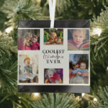 Grootste grootmoeder ooit multi-foto collage Cute  Glas Ornament<br><div class="desc">"Koudste oma Ever" in lettertype met handschrift en kalligrafie.. Uitgerust met 6 foto's die u kunt vervangen. Maakt een groot geschenk voor oma.</div>