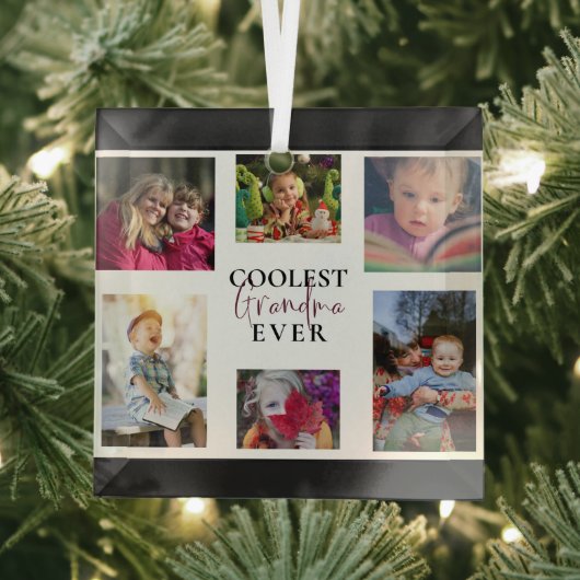 Grootste grootmoeder ooit multi-foto collage Cute  Glas Ornament (Insitu)