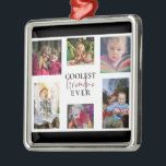 Grootste grootmoeder ooit multi-foto collage Cute  Metalen Ornament<br><div class="desc">"Koudste oma Ever" in lettertype met handschrift en kalligrafie.. Uitgerust met 6 foto's die u kunt vervangen. Maakt een groot geschenk voor oma.</div>
