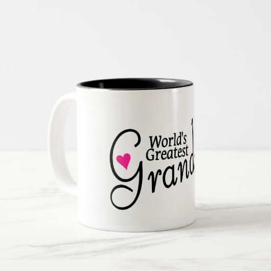 Grootste grootmoeder op de wereld tweekleurige koffiemok (Voorkant links)