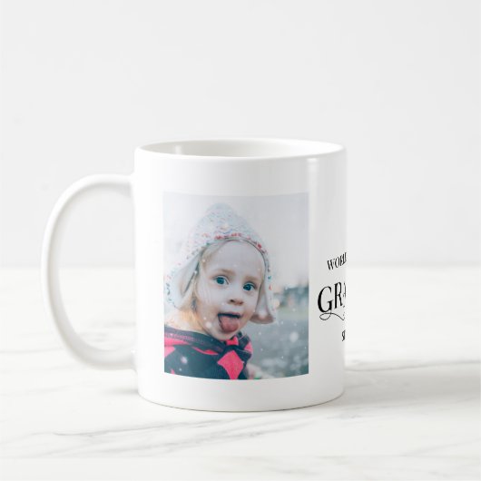 Grootste grootmoeder sinds jaar twee foto's koffiemok (Links)