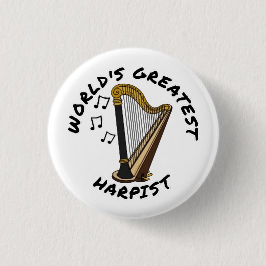 Grootste harpist ter wereld, grappige harpspeler ronde button 3,2 cm (Voorkant)