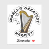 Grootste harpist ter wereld, grappige harpspeler sticker (Vel)