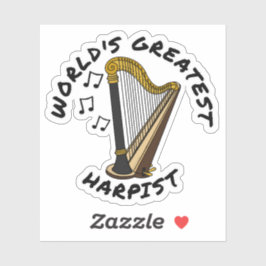 Grootste harpist ter wereld, grappige harpspeler sticker