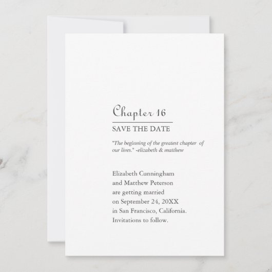 Grootste Hoofdstuk Van Ons Leven | Boek Formaat Save The Date (Voorkant)