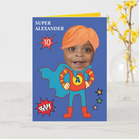 Grootste Kind superheld Geweldige komische verjaar Kaart (Gele Bloem)