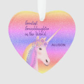 Grootste kleindochter Unicorn - Gepersonaliseerd Ornament (voorkant)
