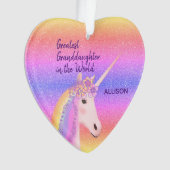 Grootste kleindochter Unicorn - Gepersonaliseerd Ornament (voorkant)