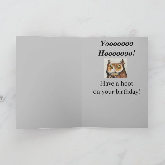 Grootste kleinzoon Happy Birthday Funny Owl Kaart (Binnen)