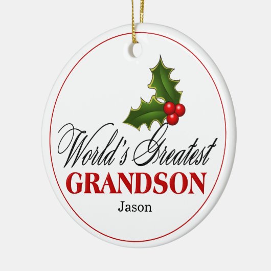 Grootste kleinzoon ter wereld keramisch ornament (Links)