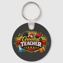 Grootste Leraar Varsity Style Badge Sleutelhanger