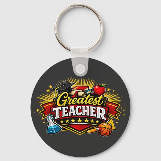 Grootste Leraar Varsity Style Badge Sleutelhanger (Voorkant)